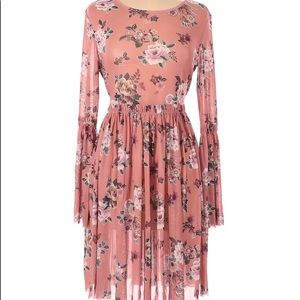 Pink Floral A-Line Dress